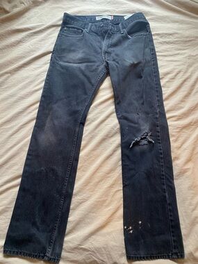 Vintage Levi’s 505 Men's Black Distressed Straight-Leg Jeans
